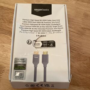 Amazon Basics Ultra High-Speed 8K HDMI Cable 3ft Gray Braided Cable audio/video